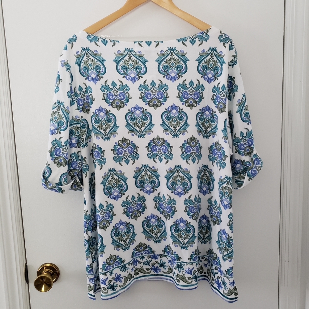 Karen Scott || Boatneck Olive Sprig Top - Picture 2 of 6